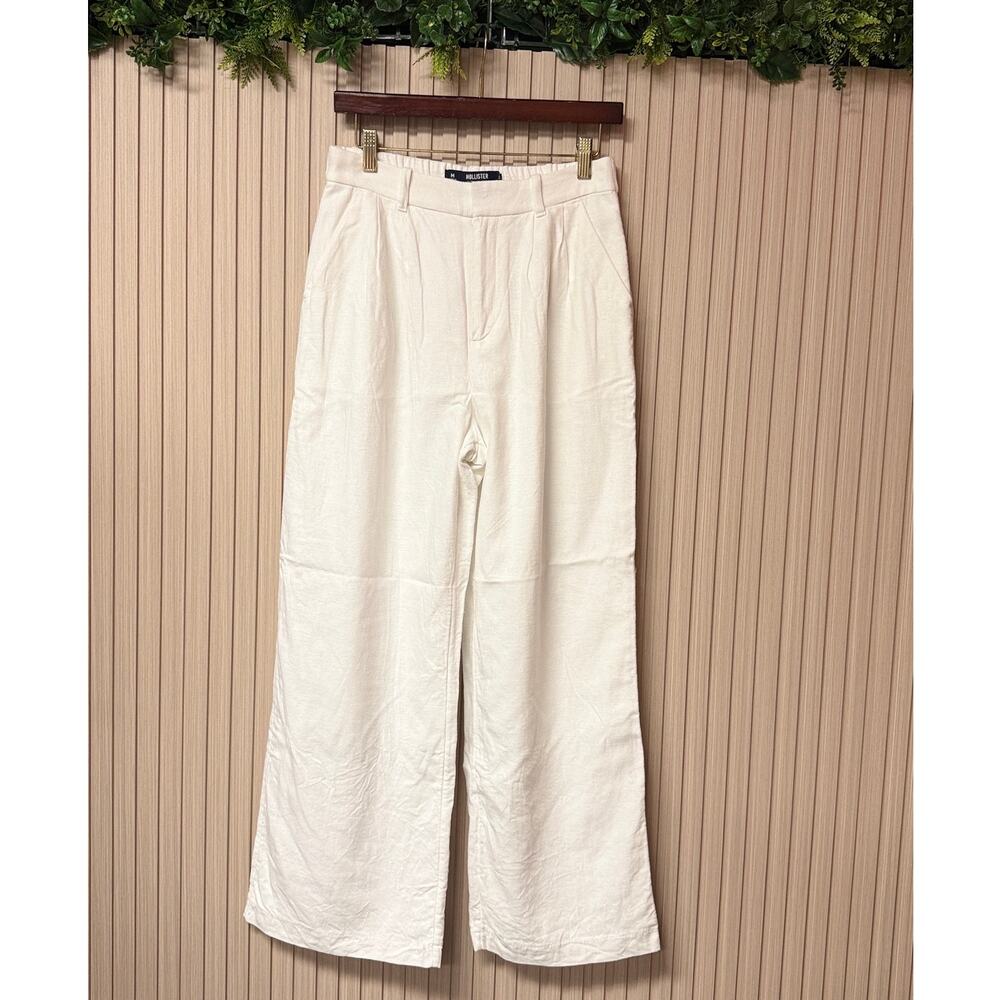 Hollister Livvy Ultra High-Rise Wide-Leg Linen Blend Pants White Size M